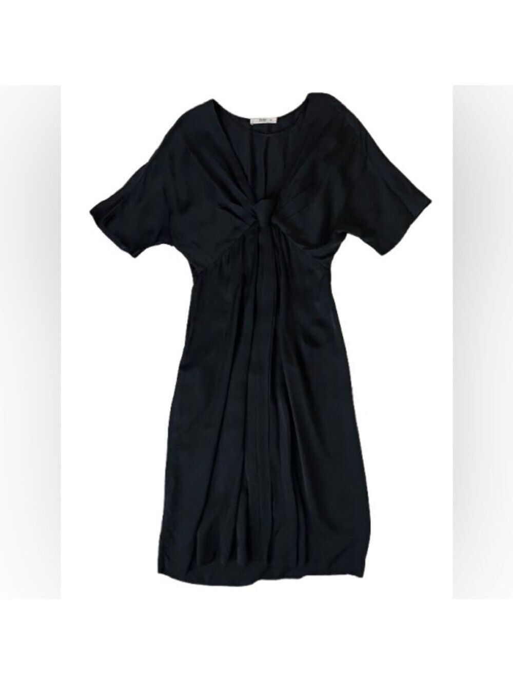 Prada Deep V Dolman Sleeved Black Midi Dress Size 40 - Picture 3 of 9